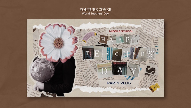 Free PSD world teachers' day youtube cover template