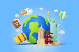 Free PSD world tourism day 3d rendering background