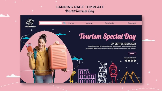 Free PSD world tourism day landing page template