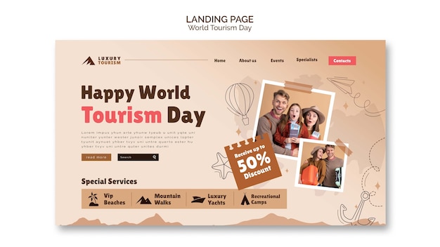 Free PSD world tourism day landing page template