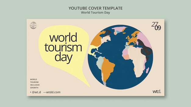 PSD gratuito modello di copertina di youtube per la giornata mondiale del turismo