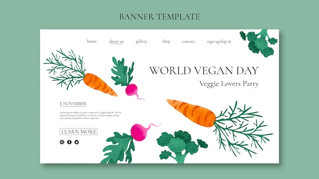 Modello di banner per la giornata mondiale dei vegani