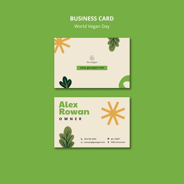 Free PSD world vegan day business cards