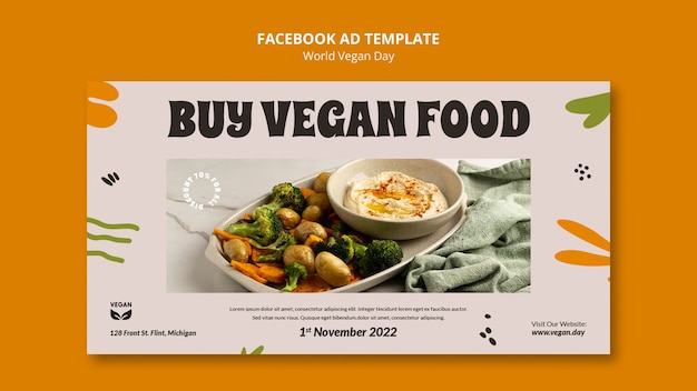 PSD gratuito modello facebook per la celebrazione della giornata mondiale dei vegani