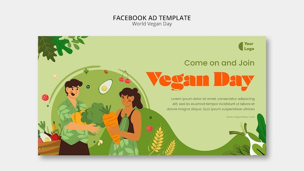 PSD gratuito modello facebook per la giornata mondiale dei vegani