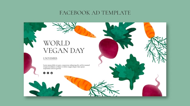 PSD gratuito modello facebook per la giornata mondiale dei vegani