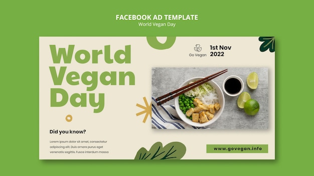 Free PSD world vegan day facebook template