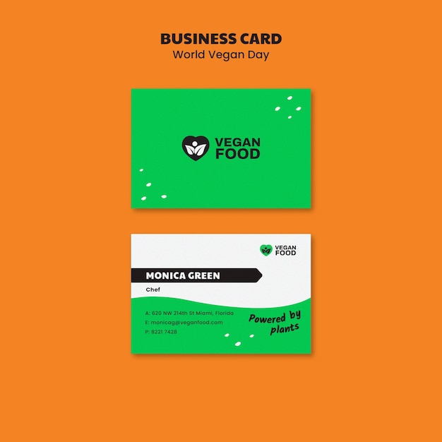 Free PSD world vegan day horizontal business card template