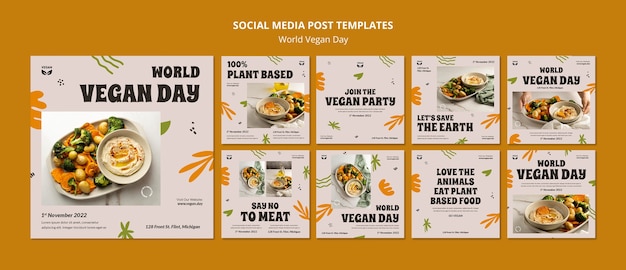 PSD gratuito post su instagram della giornata mondiale del vegano