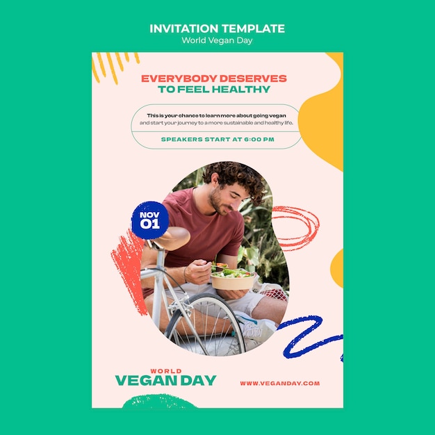 Free PSD world vegan day invoice template