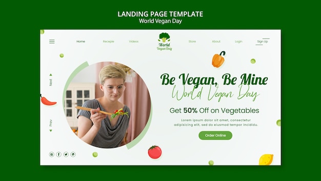 Free PSD world vegan day landing page template