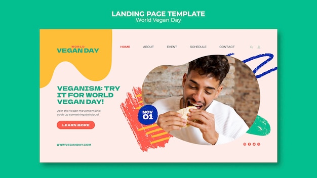 Free PSD world vegan day landing page template