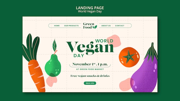 PSD gratuito pagina di destinazione della giornata mondiale dei vegani
