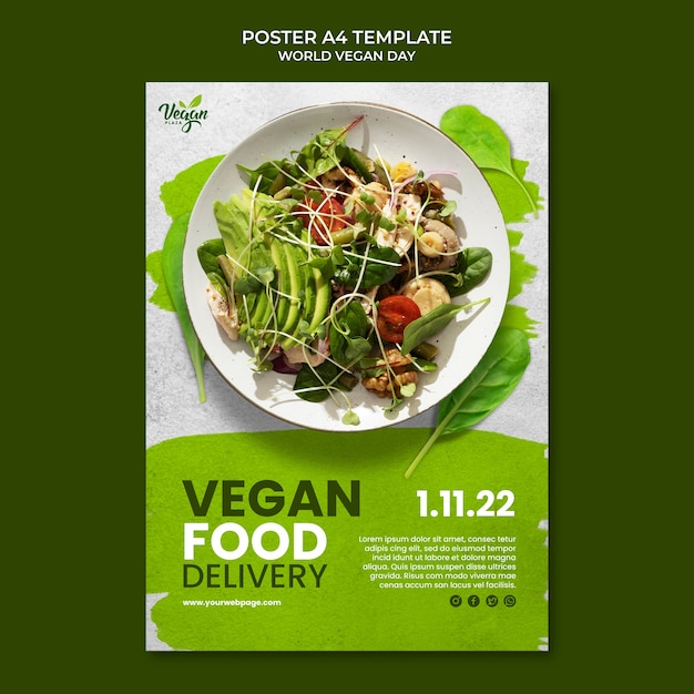 Modello di poster per la giornata mondiale dei vegani