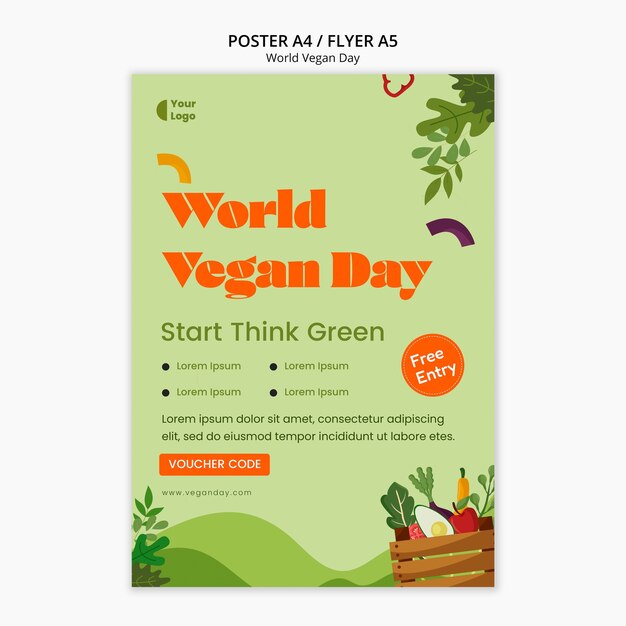 world vegan day poster with vegetables