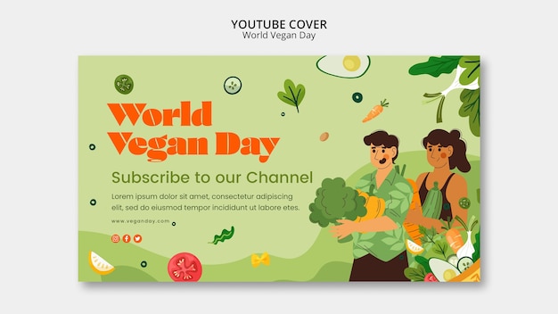 PSD gratuito copertina youtube della giornata mondiale del vegan