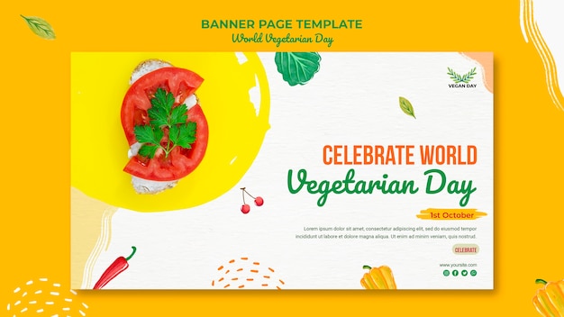 Modello di banner giornata mondiale vegetariana