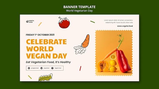 PSD gratuito modello di banner per la giornata mondiale vegetariana