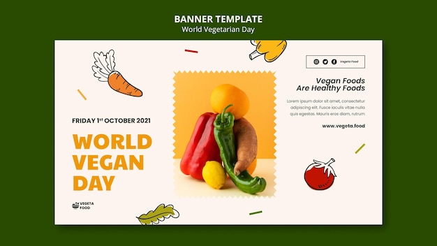 Modello di banner per la giornata mondiale vegetariana