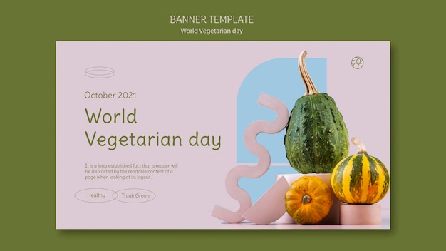 Шаблон баннера всемирного вегетарианского дня