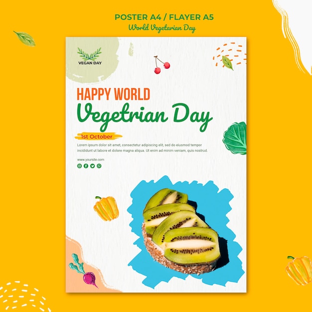 Бесплатный PSD Шаблон флаера всемирного вегетарианского дня