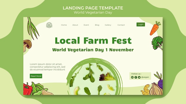 PSD gratuito modello di pagina di destinazione della giornata mondiale vegetariana