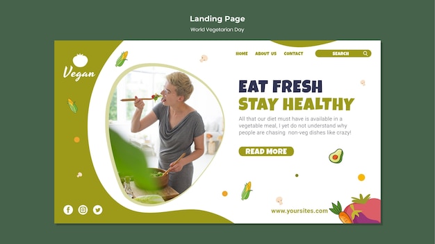 Free PSD world vegetarian day landing page template