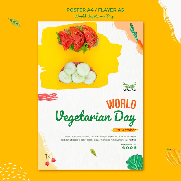 Free PSD world vegetarian day poster template design