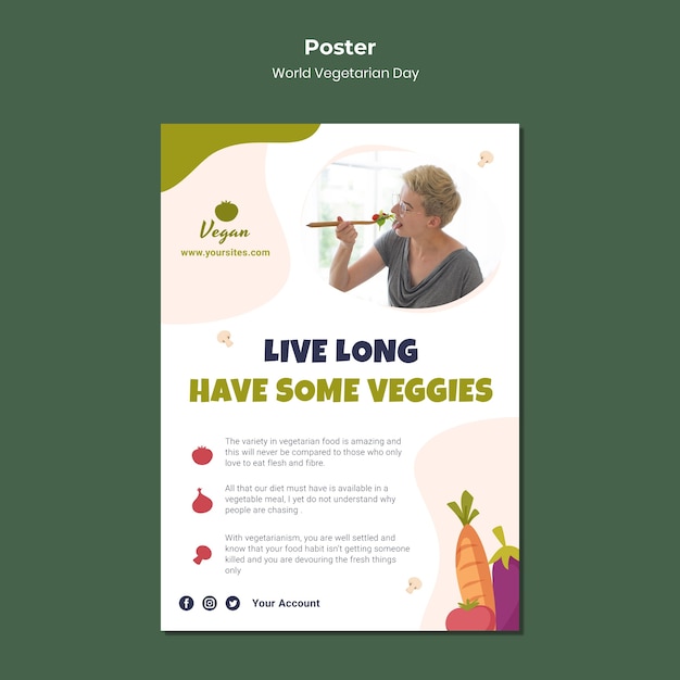 Modello di poster per la giornata mondiale vegetariana