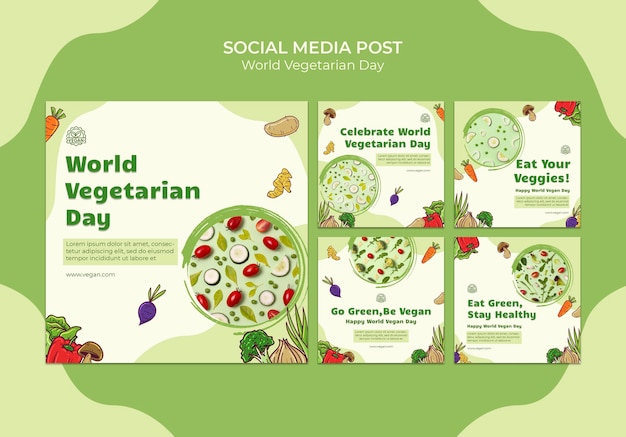 무료 PSD 세계 채식주의의 날 소셜 미디어 게시물