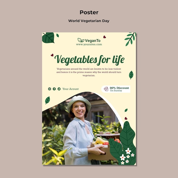 World vegetarian day vertical print template