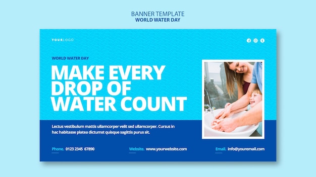 Free PSD world water day banner template