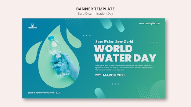 Бесплатный PSD Шаблон баннера всемирного дня воды