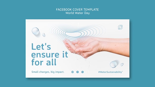 PSD gratuito cover di facebook per la celebrazione della giornata mondiale dell'acqua