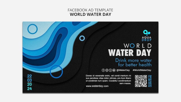 PSD gratuito template di facebook per la celebrazione della giornata mondiale dell'acqua