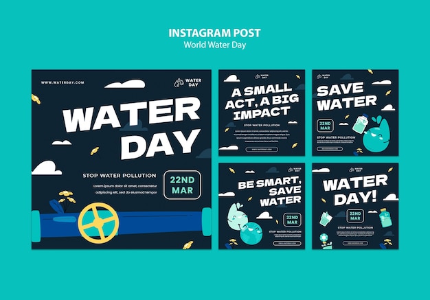 Free PSD world water day celebration  instagram posts