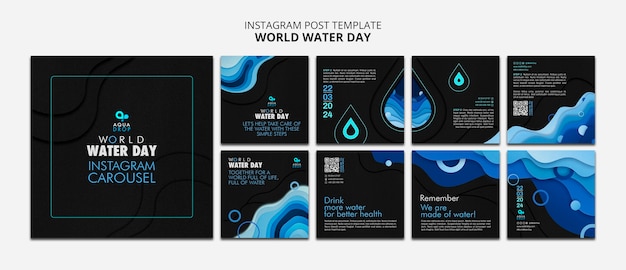 PSD gratuito post su instagram per la celebrazione della giornata mondiale dell'acqua