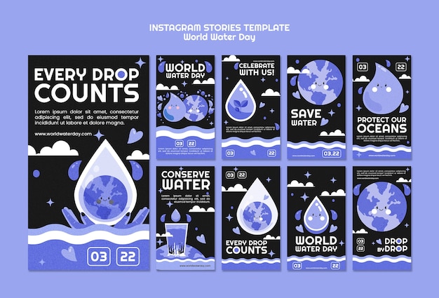 Free PSD world water day celebration instagram stories