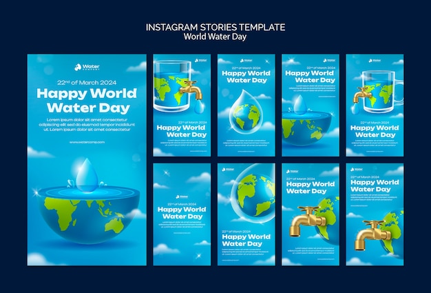 Free PSD world water day celebration instagram stories