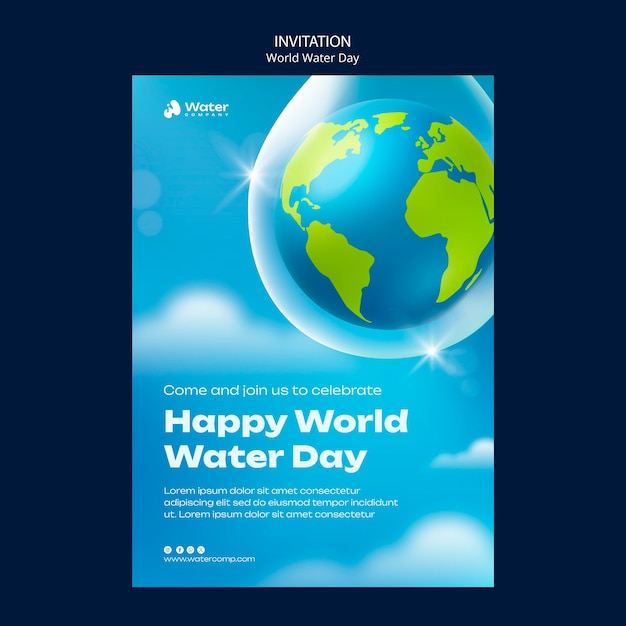 Free PSD world water day celebration invitation template