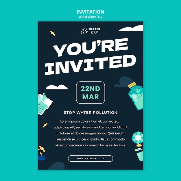 Free PSD world water day celebration invitation template