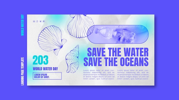 Free PSD world water day celebration landing page