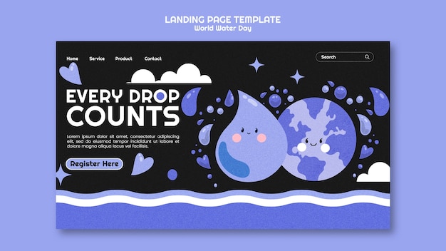 Free PSD world water day celebration landing page