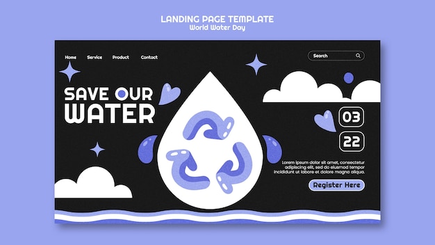 Free PSD world water day celebration landing page