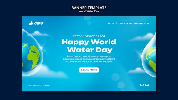 Free PSD world water day celebration landing page