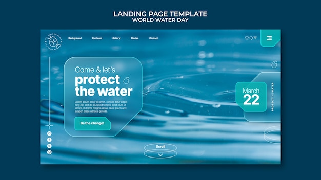 Free PSD world water day celebration landing page