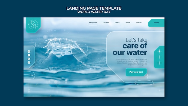 Free PSD world water day celebration landing page