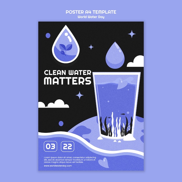 Free PSD world water day celebration poster template