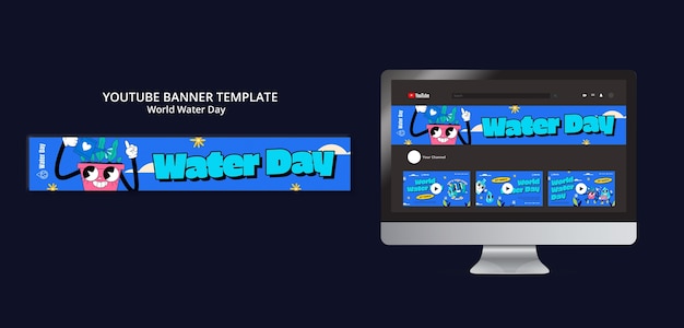 Free PSD world water day celebration youtube banner