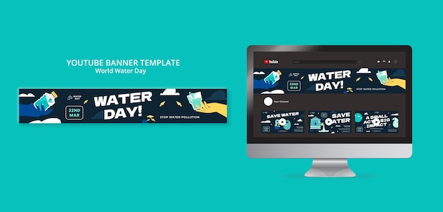 無料PSD 世界水の日 ユーチューブ・バナー